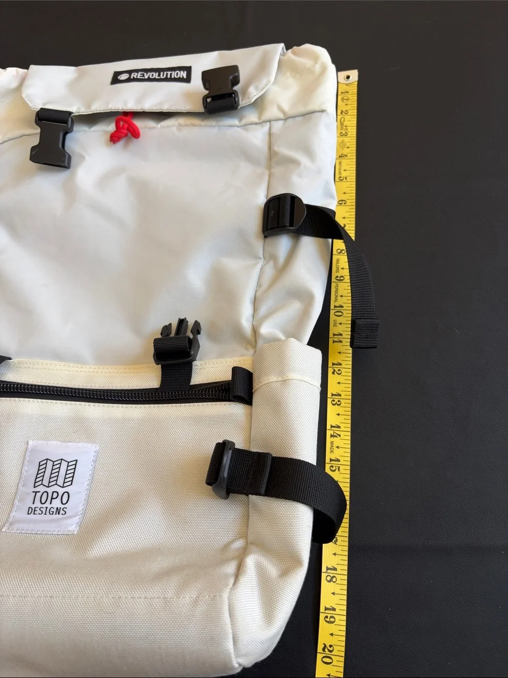 Topo Designs x Revolution Rolltop Backpack White Water-Resistant Laptop Travel D